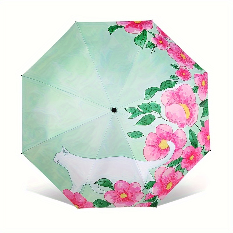 Mini paraguas de viaje, 8 varillas, lindo estampado de flores, plegable,  ligero, impermeable, compacto, paraguas portátil para exteriores para  mujeres
