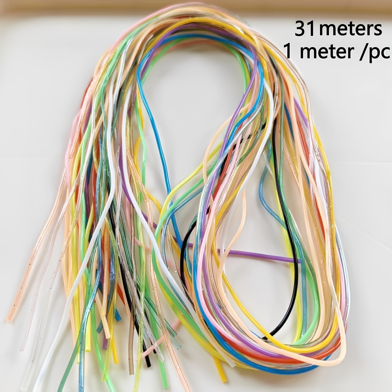TEMU Cuerda trenzada de plástico hueco de 31 metros de color, cuerda trenzada a , adecuada para pulseras, cordones, llaveros, colgantes decorativos y