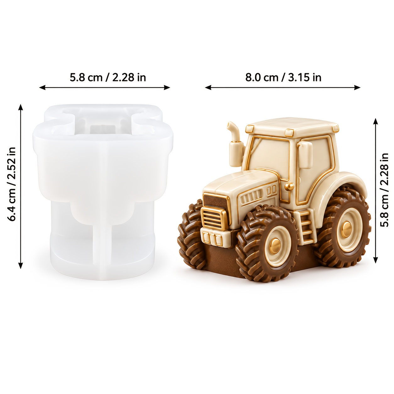 TEMU Moule en silicone 3D tracteur - de détail, convient pour le moulage de résine et de bougies, moule artisanal de table rétro ferme pour bricolage