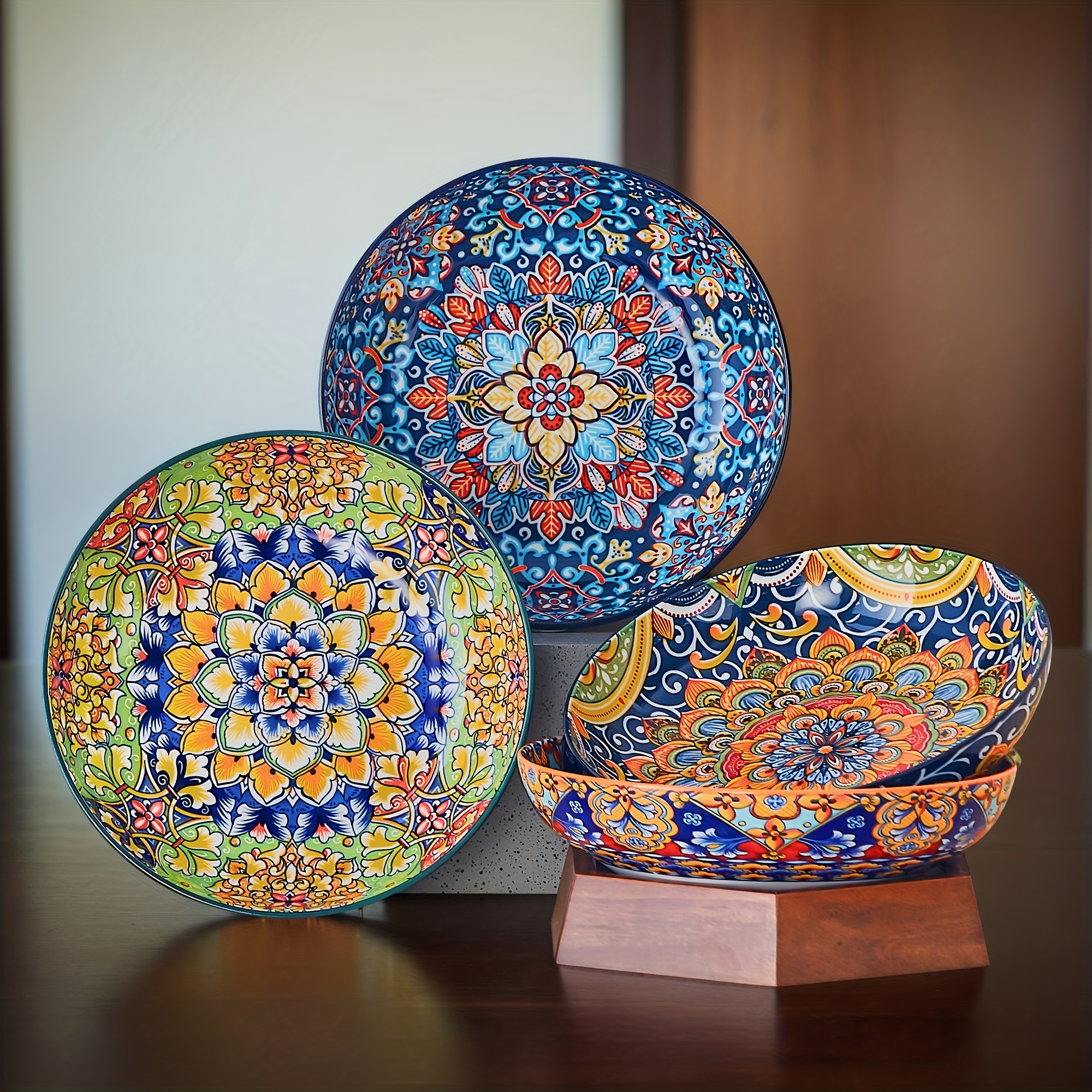 TEMU 4pcs Set Of Bohemian Style Set In 4 Different Colors For 4 People