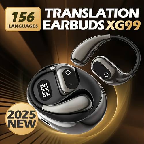 auriculares traductor de voz con ia para 156 idiomas - traducción de voz con inteligencia artificial, sin retraso, inalámbricos, batería recargable y carga usb, ideales para viajes, negocios y estudio