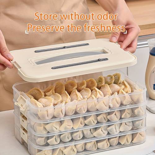 stackable food storage box multi layer storage solution for freezer and oven sturdy plastic with cover dumplings pastries and more four sections total weight 458g