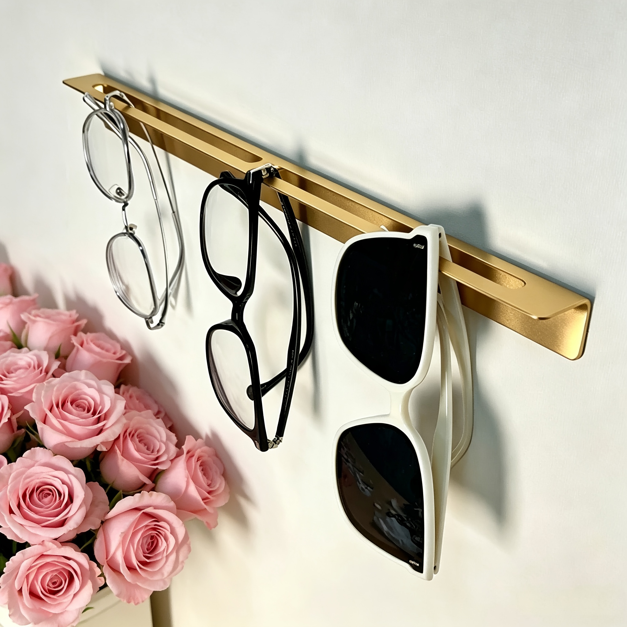TEMU 1pc Golden Heavy-duty Metal Wall Mounted Glasses Storage Rack -trendy Fashion Glasses Rack, Suitable For Commercial Display Rack | Home