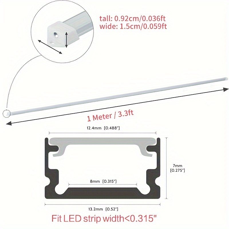 Led Strip Light Diffusion Channels U shaped Aluminum Covers Temu