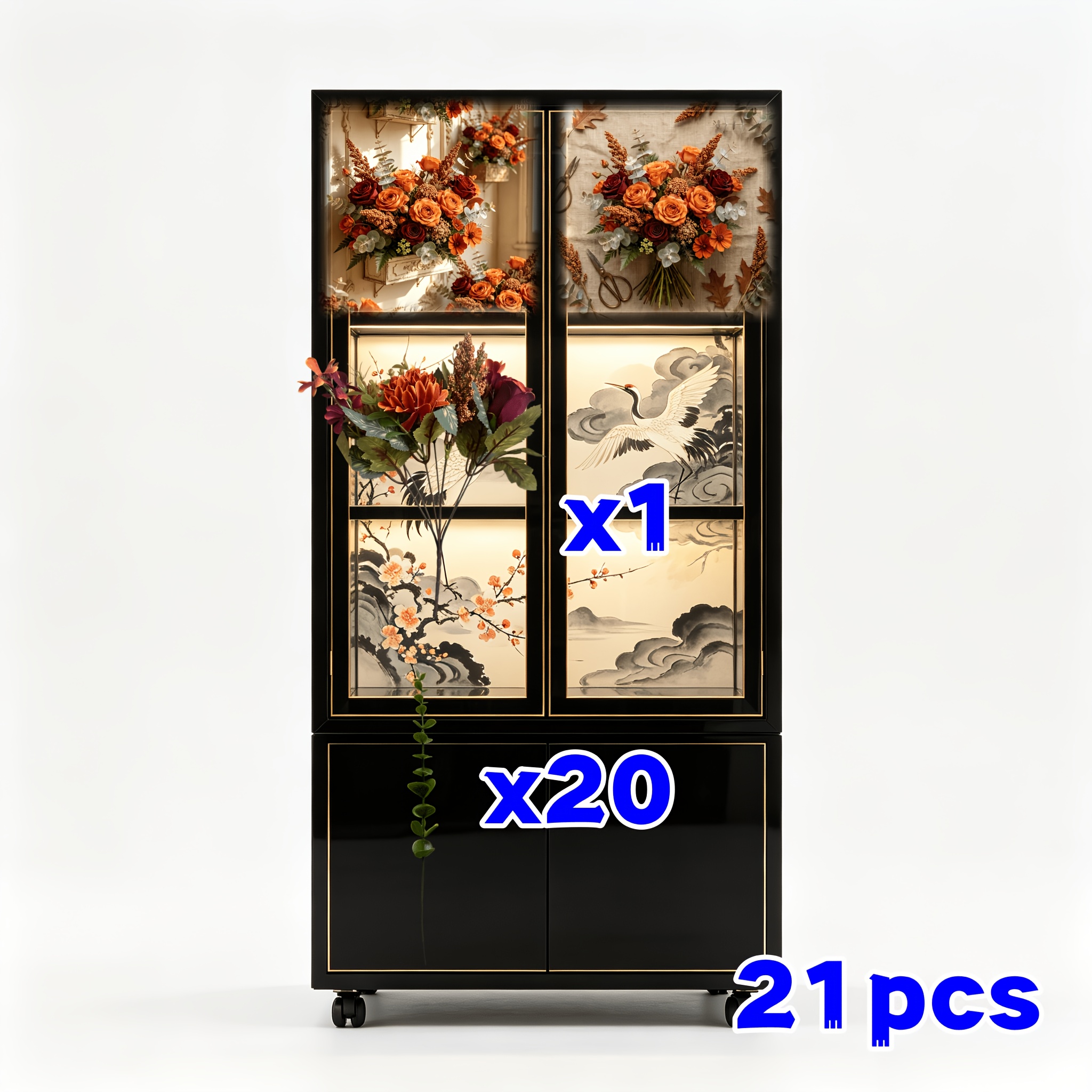 TEMU 21pcs Autumn- Premium Faux Mixed Floral Materials, Rose, Daisy, Double-petaled Flowers, Eucalyptus Eucalyptus Bouquet, Realistic Autumn Faux