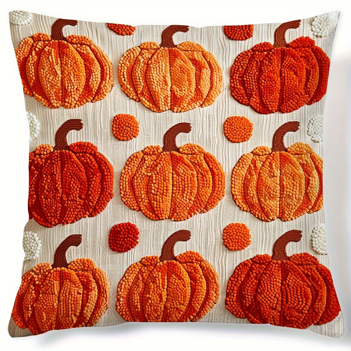 

Contemporary Hand-washable Pumpkin Pattern Throw Pillow Cover, Zip Closure, Woven Polyester, Decorative Cushion Case For Various Room Types, 17.7"x17.7" - 1pc