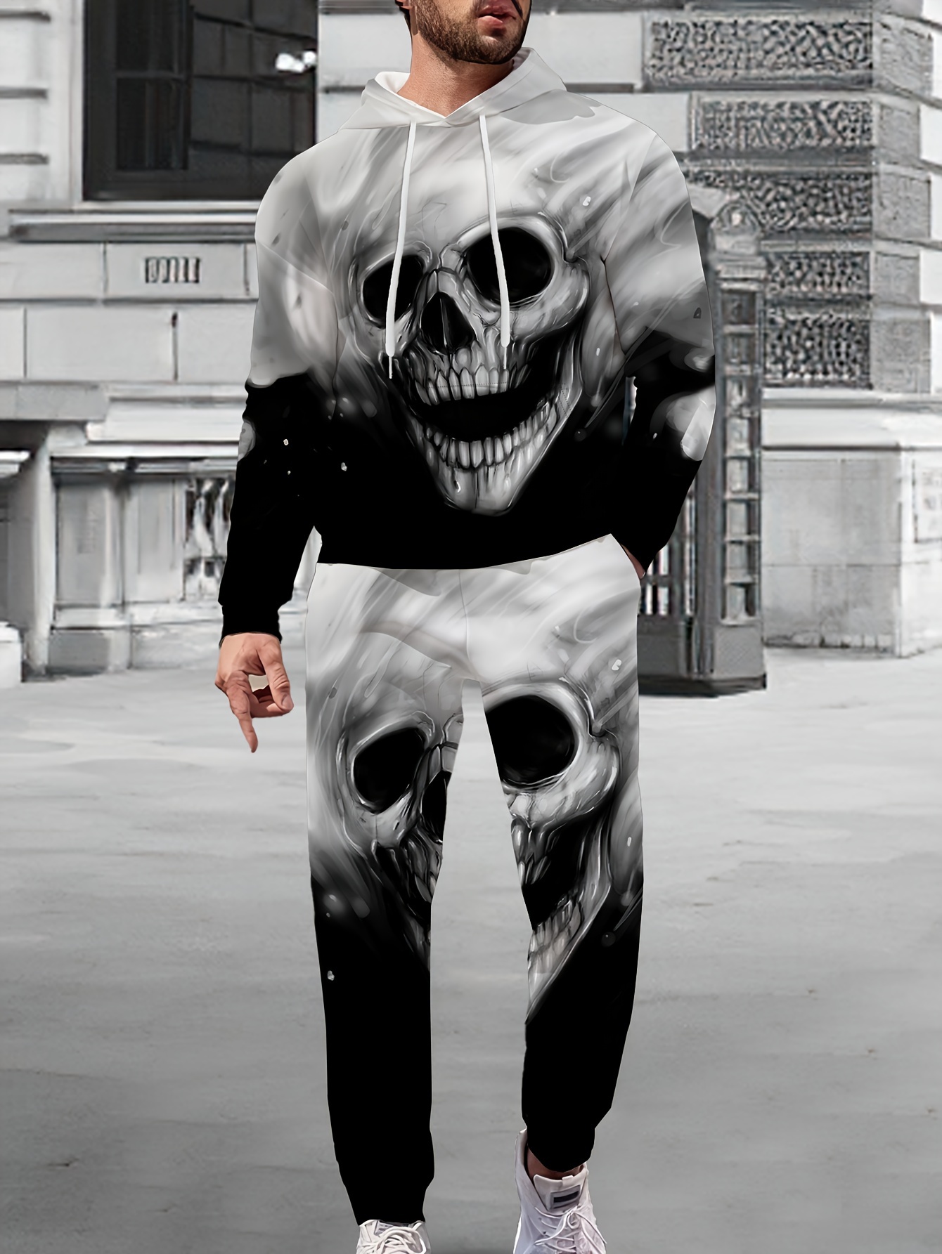 conjunto sudadera casual impresión calavera hombres sudadera