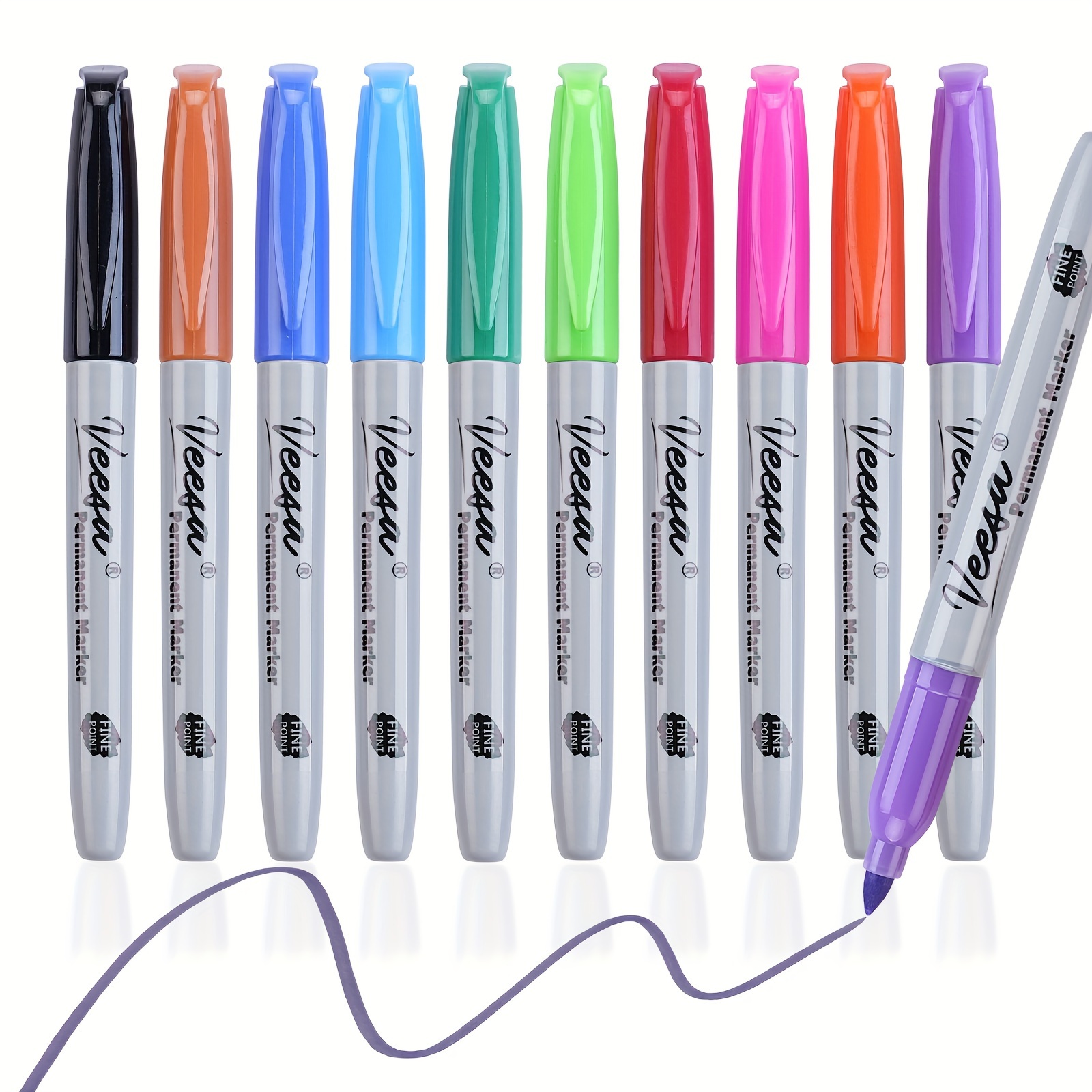 

10 Colors Fine Tip Permanent Markers, More , Waterproof, Fast Drying, Suitable For Classrooms, Offices, Kitchens