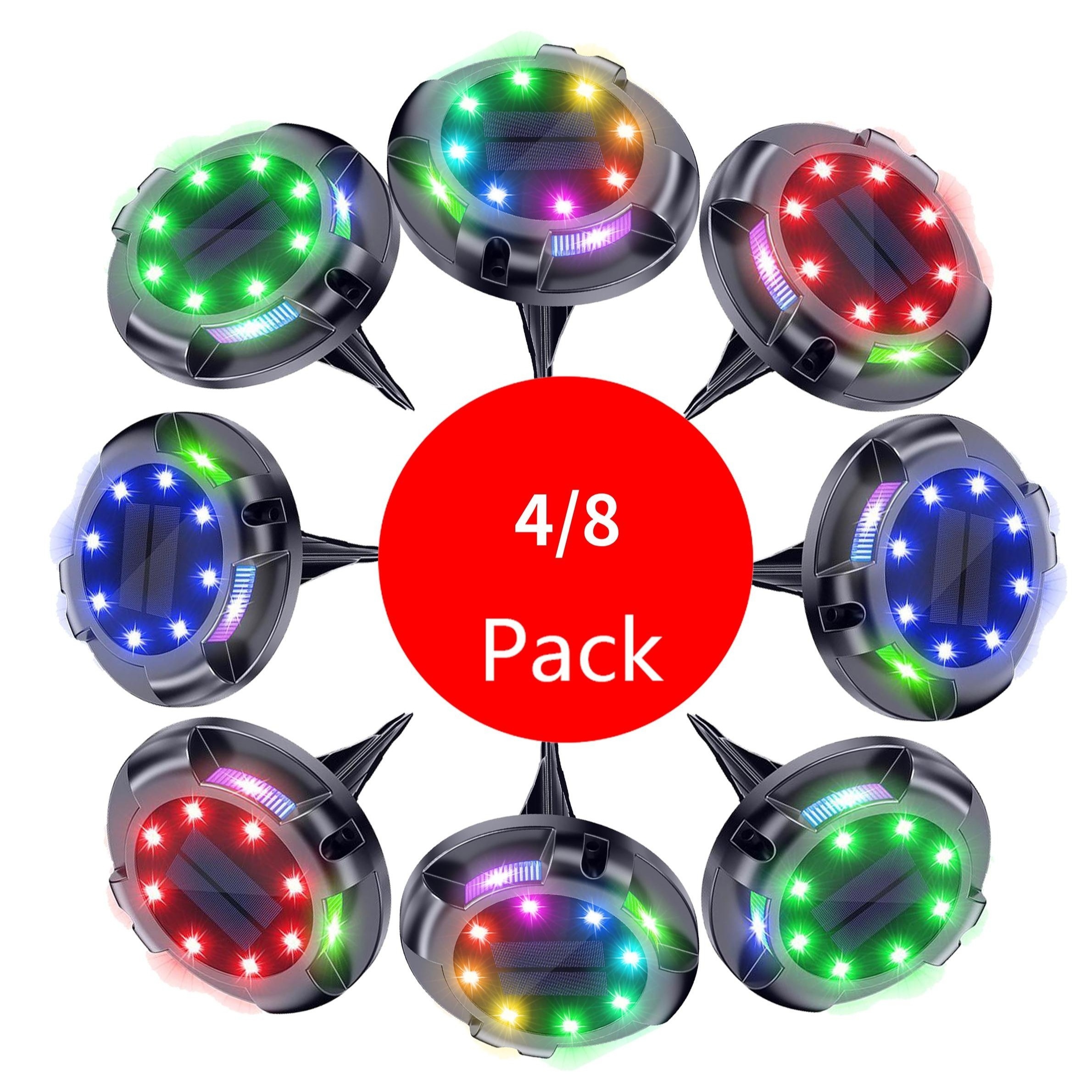 

4pcs/8pcs Multi Color Solar Ground Lights, Solar Lights Sidelight, Christmas Lights For Halloween Christmas Decorations