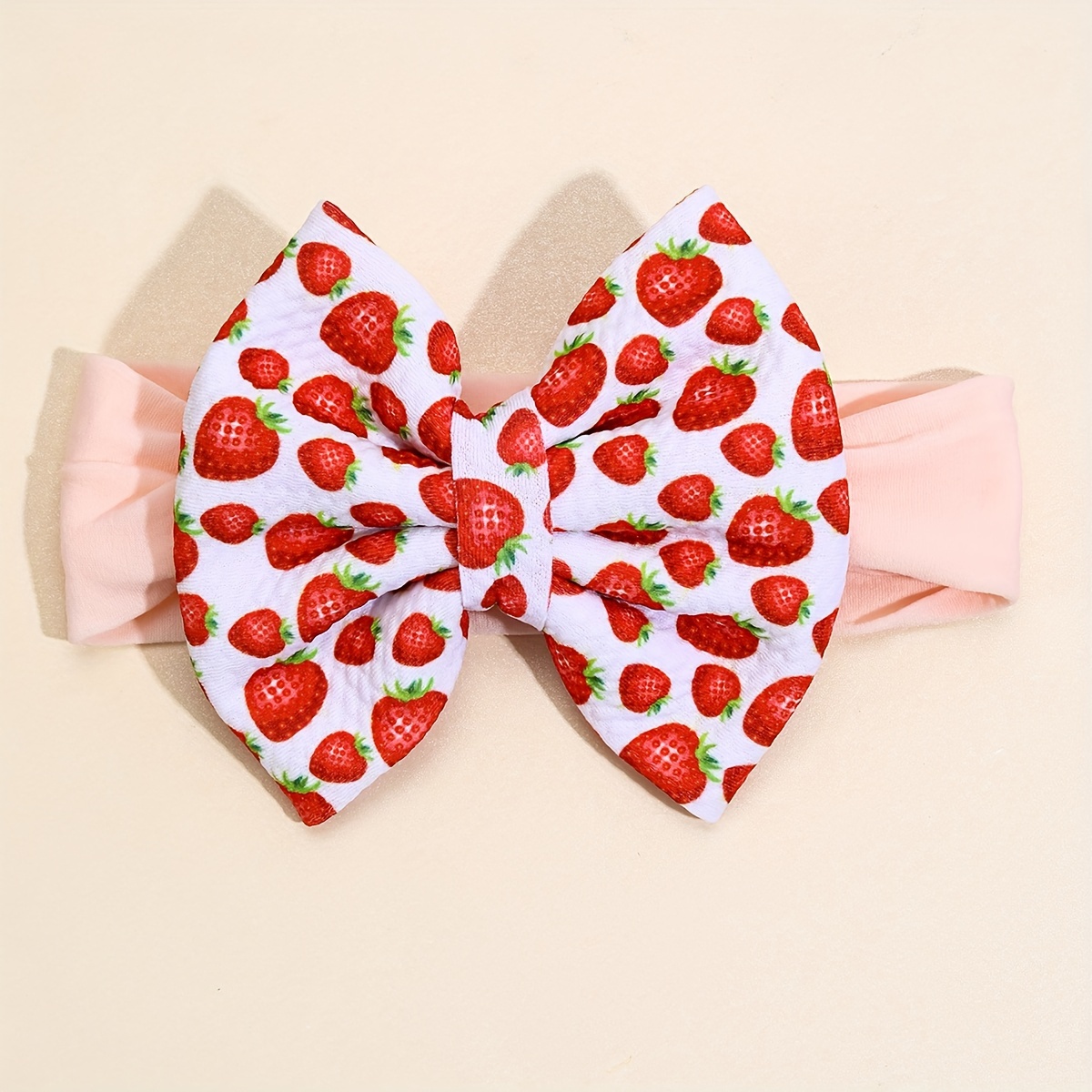 1pc Mini Strawberry Printed Bow Headband For Girls Bowknot Wide Hairbands Fruit Themed Bow Headbands Hair Additions For Teens Girls