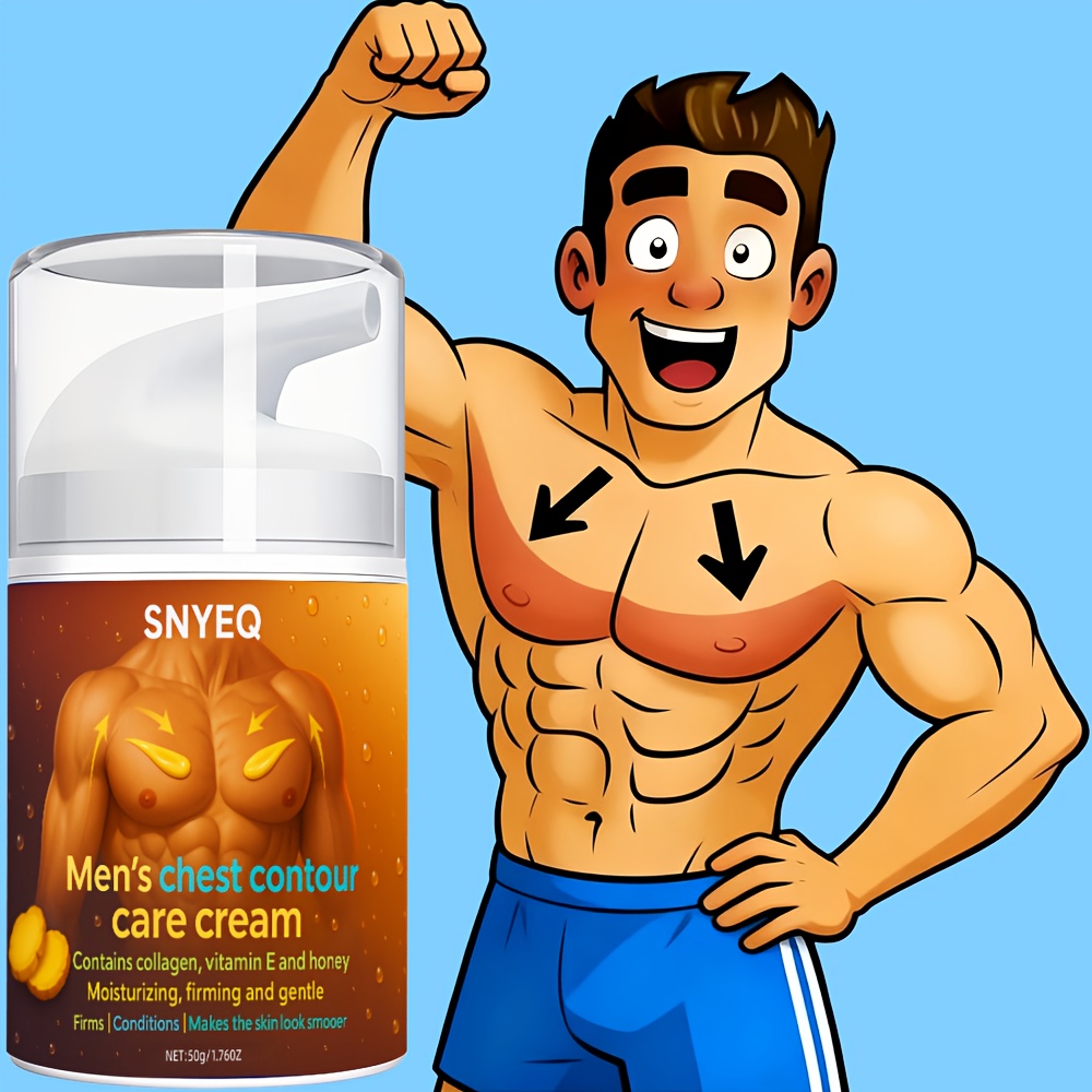 50g Men's Chest Contour Massage Cream with Vitamin E, Collagen & Honey - Natural Firming & Lifting Gel for Pectoral, Sensitive Beige, Toning, Quick-Absorbing Moisturizer, Male Breast Lift & (All Beige Types) - Image 6