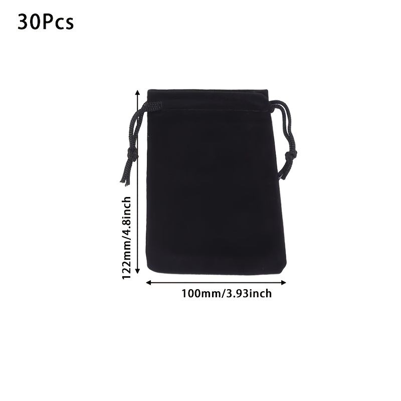 TEMU Gift For Her/him 30pcs Black Velvet Drawstring Gift Bags - Small Rectangular Party Favor Bags With Tassel Details, 3.54x2.76" & 4.72x3.93",