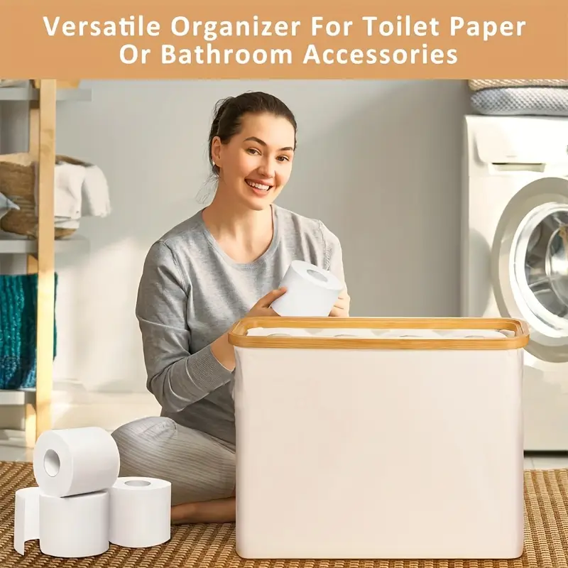 Cesto Porta Carta Igienica 28L - Pieghevole, Impermeabile, Contiene 9-12 Rotoli, Con Manici - Foto 9