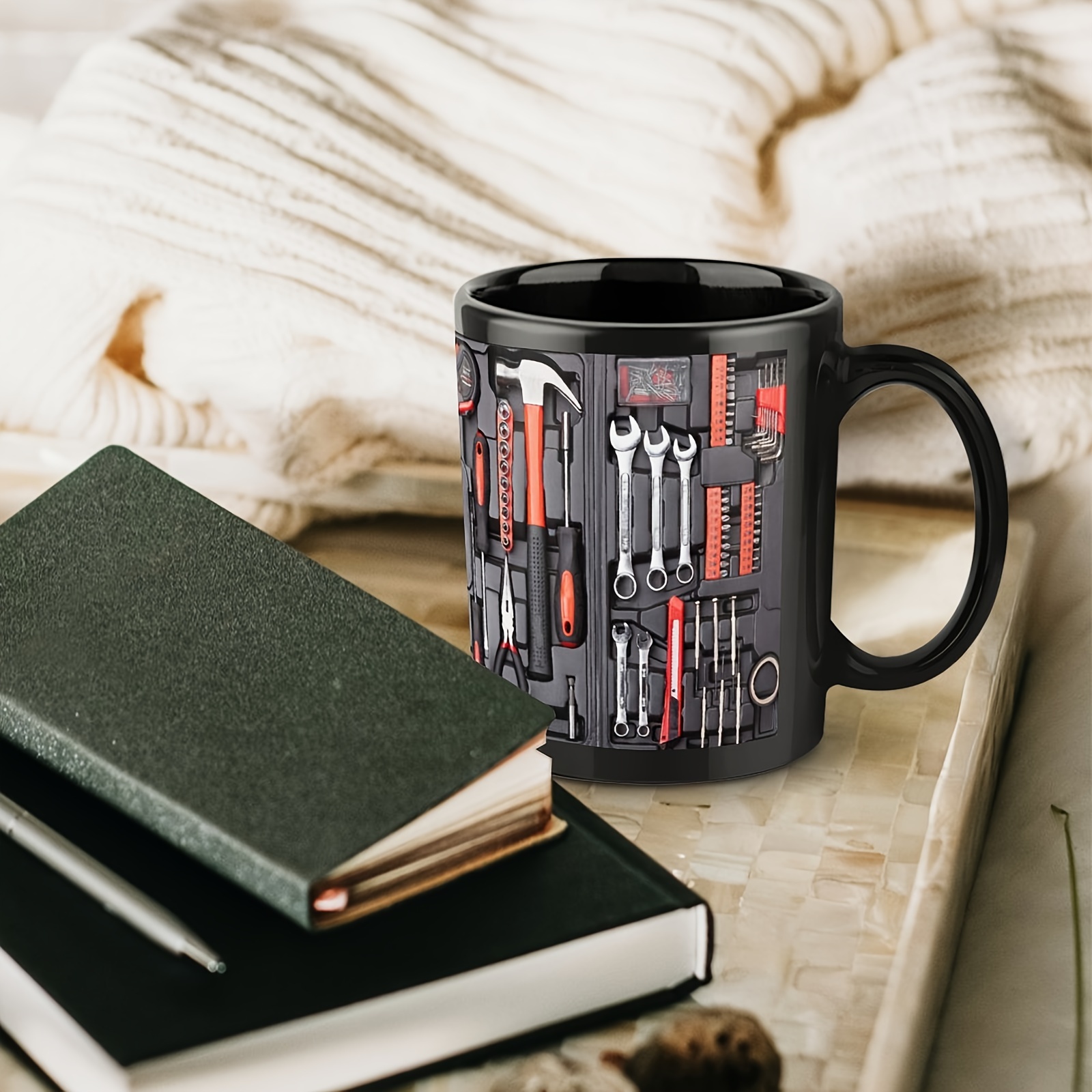 1pc 11oz 330ml creative toolbox ceramic mug portable coffee cup suitable for outdoor camping picnic travel fathers day gift for dad details 5