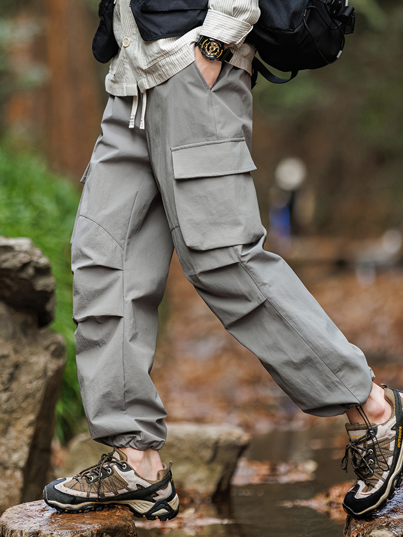 mens nylon 100 quick dry cargo pants outdoor hiking trousers