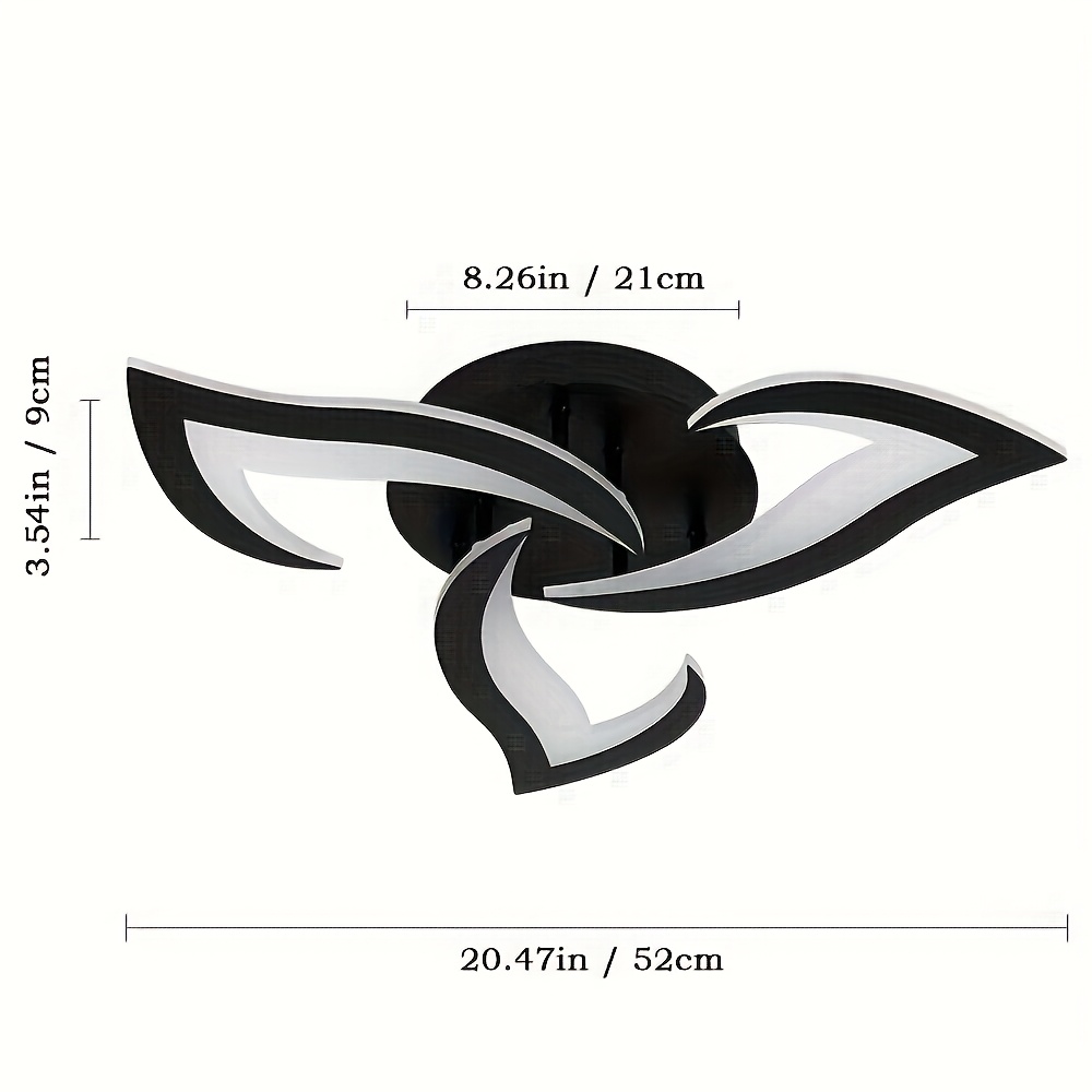 1pc Modern Black & White Floral LED Chandelier, 3000-6000K Color Temperature, Energy-Efficient Indoor Lighting for Living Room, Kitchen, Office, and More - Contemporary Design with Adjustable Dimming, Bedroom Light|Modern Chandelier|Adjustable Dimming