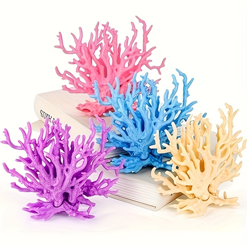 

Set Of 3 Artificial Coral Ornaments For Aquarium - Abs Resin Colorful Fish Tank Decorations, Suitable For Aquatic Plants And Reptile Terrarium Landscape