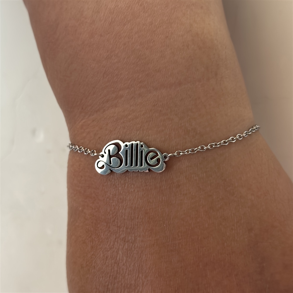 

A Stylish And Simple Silvery Letter Bracelet, A Personalized Stainless Steel Bracelet Suitable For Ladies To Wear Daily, A Charming Jewelry Gift For New Year And Christmas.