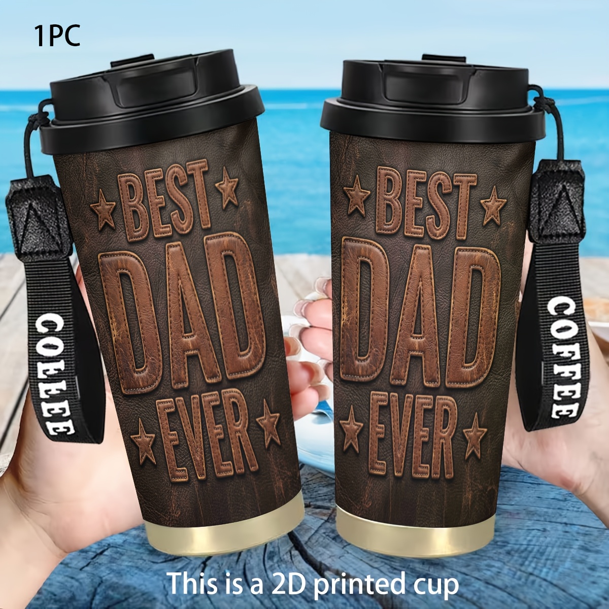 1pc 18oz coffee cup mug stainless steel tumbler   a 2d printed cup leak proof gift idea best dad  