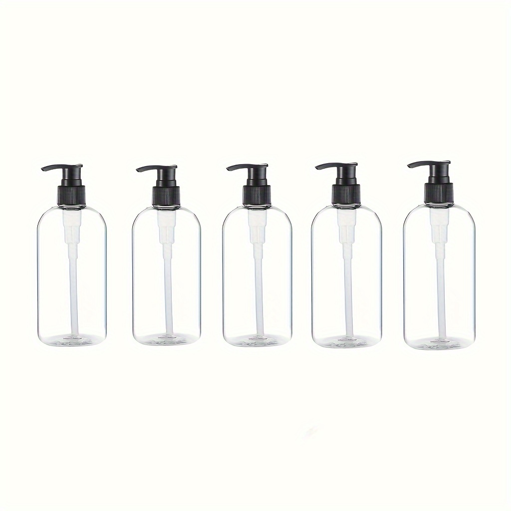 TEMU 5-pack Refillable Dispenser Bottles - 8.45oz Clear, , Oil-free For Shampoo, Body Wash, Massage Oils - Durable, -free Cylinder With Smooth Press