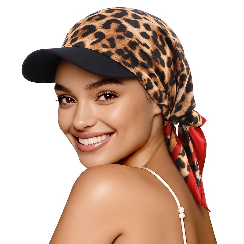 baseball-cap mit schirm, quadratisches tuch aus bedrucktem chiffon, kopftuch-mütze, outdoor-bandana-cap zum  