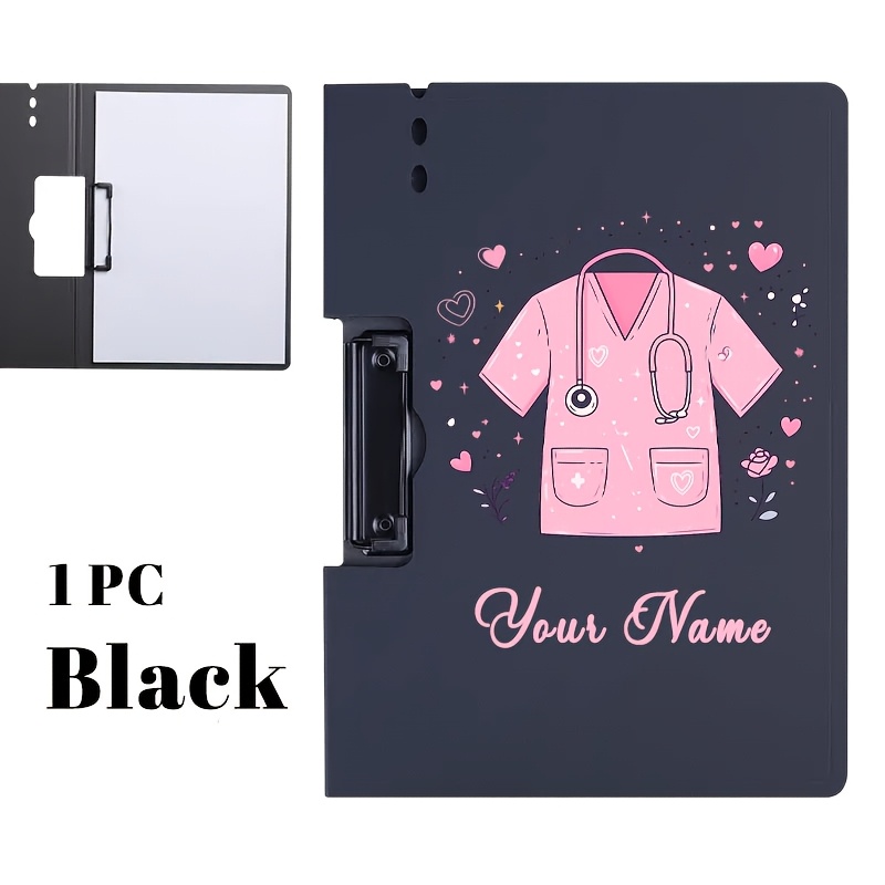 TEMU 1pc Classeur A4 à Pince avec Imprimé Thème Infirmier - Idéal pour Bureau, École, Maison - Organisateur de Fichiers Portable, Classeur à Pince