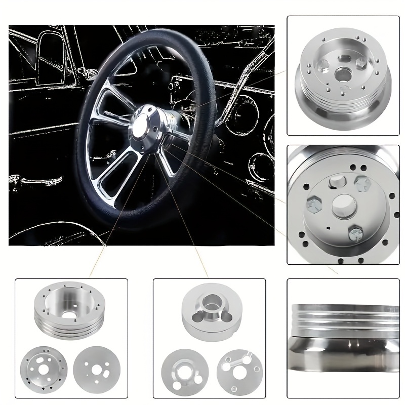 1 Set Steering Wheel Short Shaft Adapter - 5 & 6-hole Polished Type, Compatible With //gm Models, Car Modification, Vehicle Upgrade, , , Highquality Adapter, Sturdy Build, Part