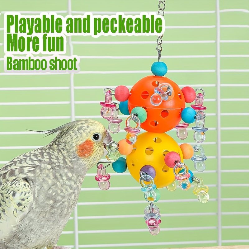 

1pc Ball Parrot Toy - Plastic Hanging Cage Accessory For Small To Medium Birds - Gnawing And Activity For Mental Stimulation And Boredom