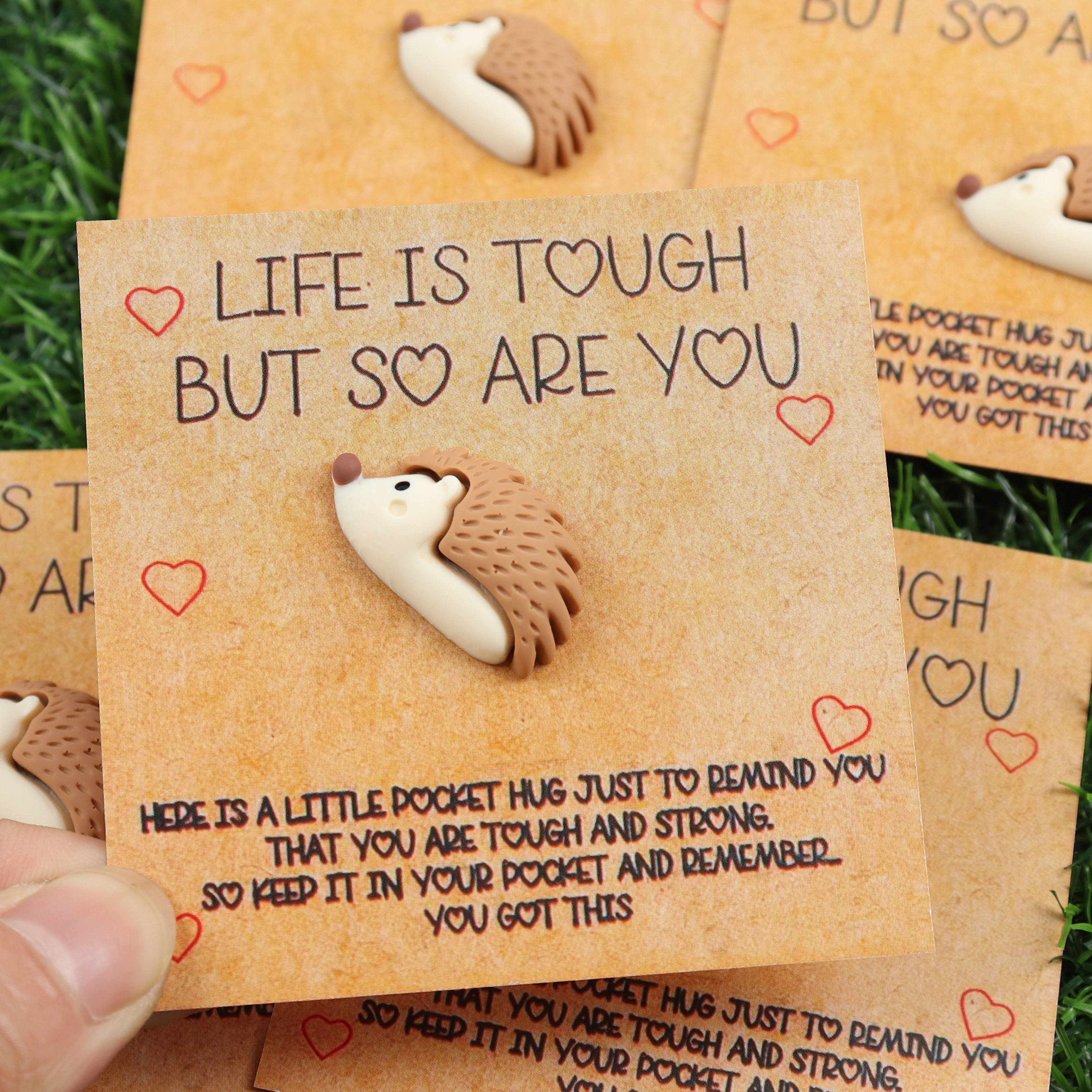 

5pcs Resin Hedgehog Pocket Hug Tokens With Inspirational Greeting Cards, Encouraging Gifts For Friends In Need Of Support, Birthday And Back-to-school Present, Fits Thanksgiving And Valentine's Day