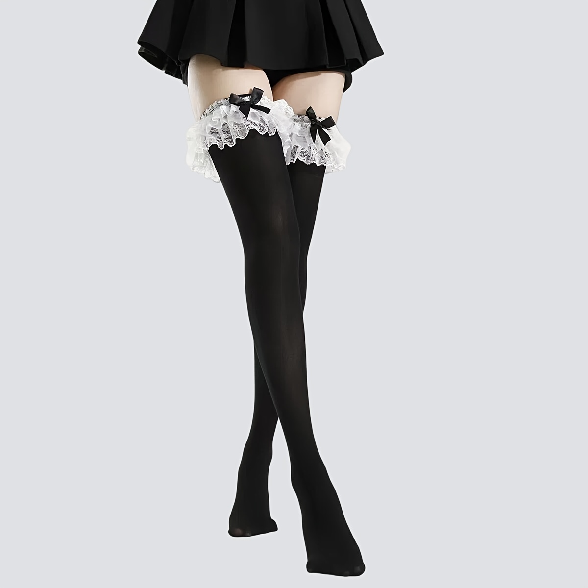 TEMU Lace Bow Over-the-knee Socks Women's Micro-compression Slimming Leg Shaping Comfortable Wear