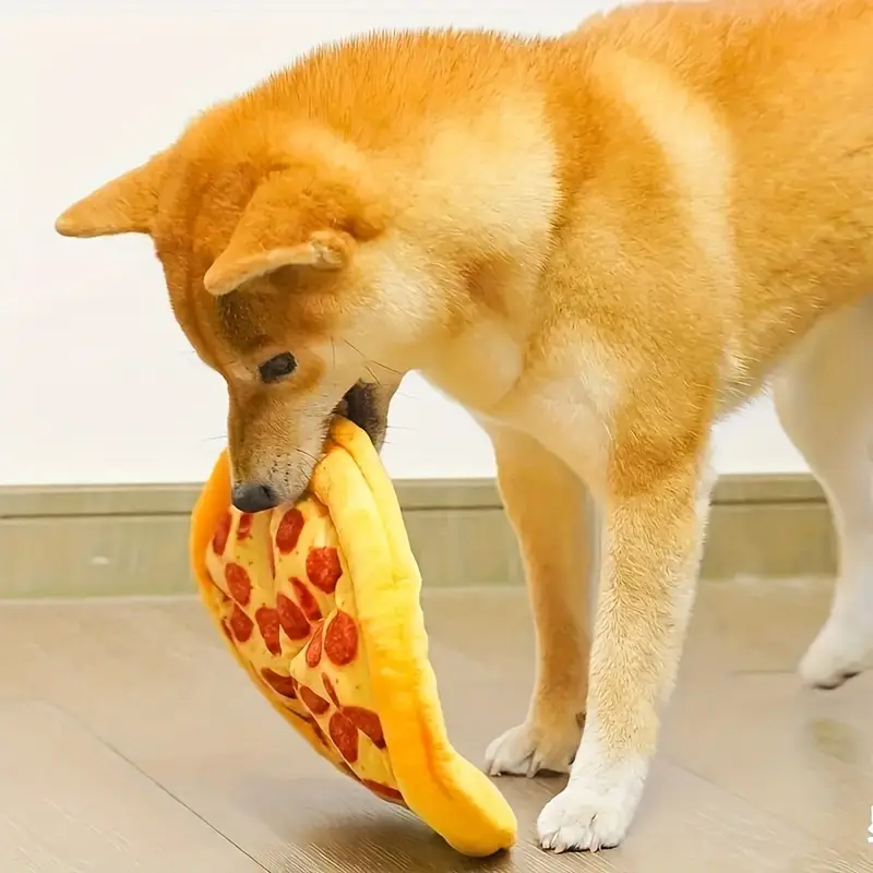 a fun plush pizza toy that for entertaining dogs of all sizes details 5