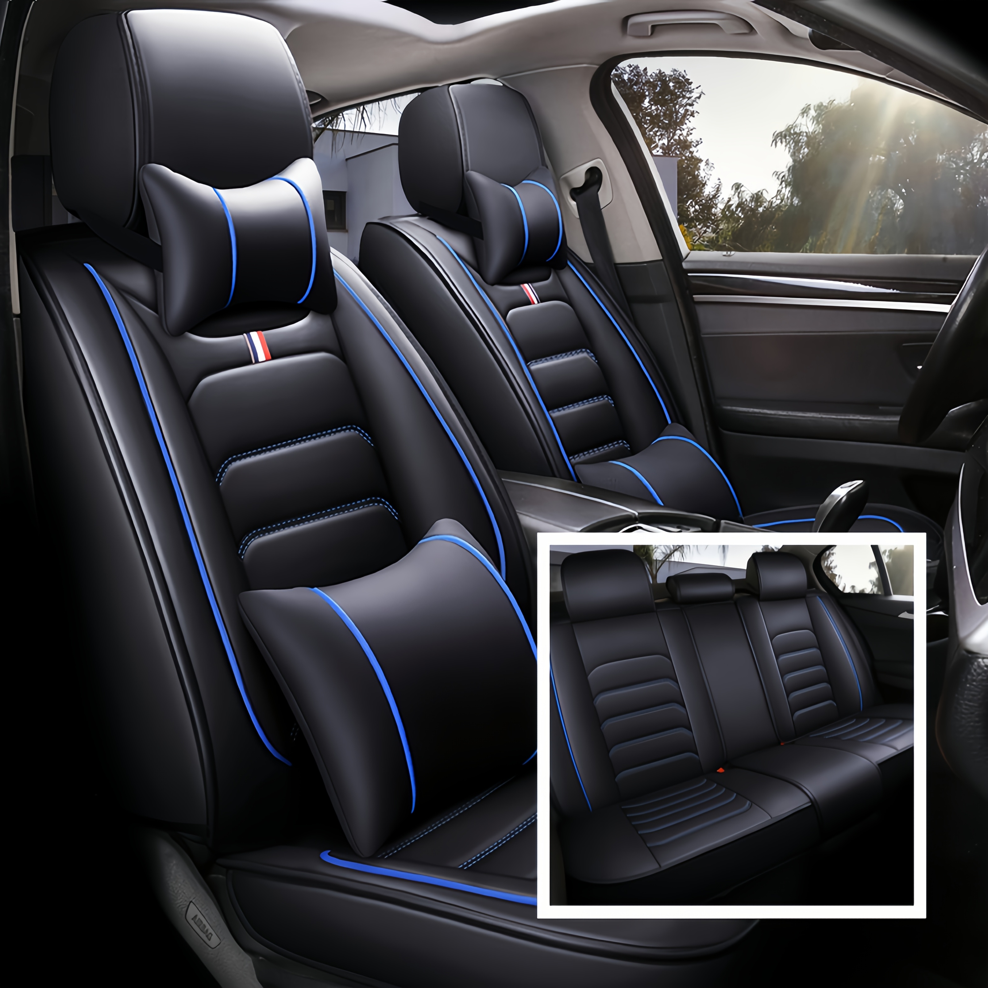 TEMU 1pc Seat Cover/5pcs Seat Cover Set, 5-seat Seat Covers, Interior Set, Brand New, High-end, , Full Wrap, Full Coverage, 1pc Molded, Full Wrap Pu