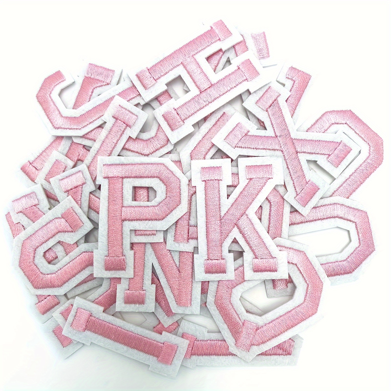 

52-piece Pink Alphabet Iron-on Patches, Embroidered Letter Appliques For Diy Clothing, Jeans, T-shirts, Masks, Backpacks & Hats Embroidered Patches For Clothes Embroidered Iron On Patches For Hats