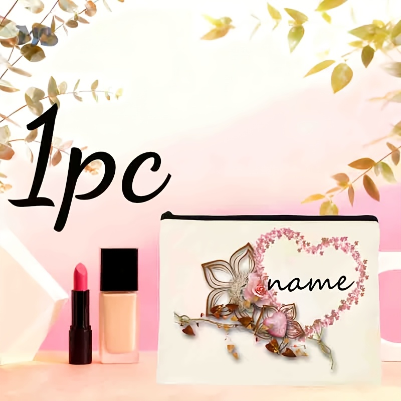 TEMU Neceser de maquillaje para mujer de 1/5 piezas con estampado floral y personalizado - personalizado con diseño floral de rosa, organizador de