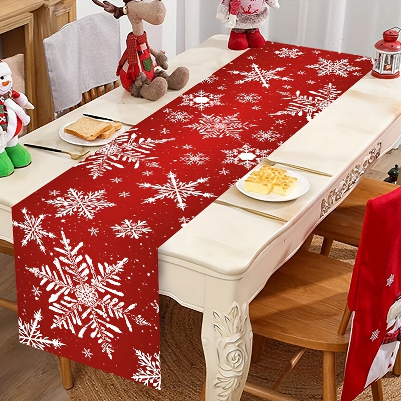 

1pc Christmas Table - Watercolor Pattern, 35*180cm, , -, For 2024 Kitchen Dining Table Decorations, Party Supplies, Christmas Decor