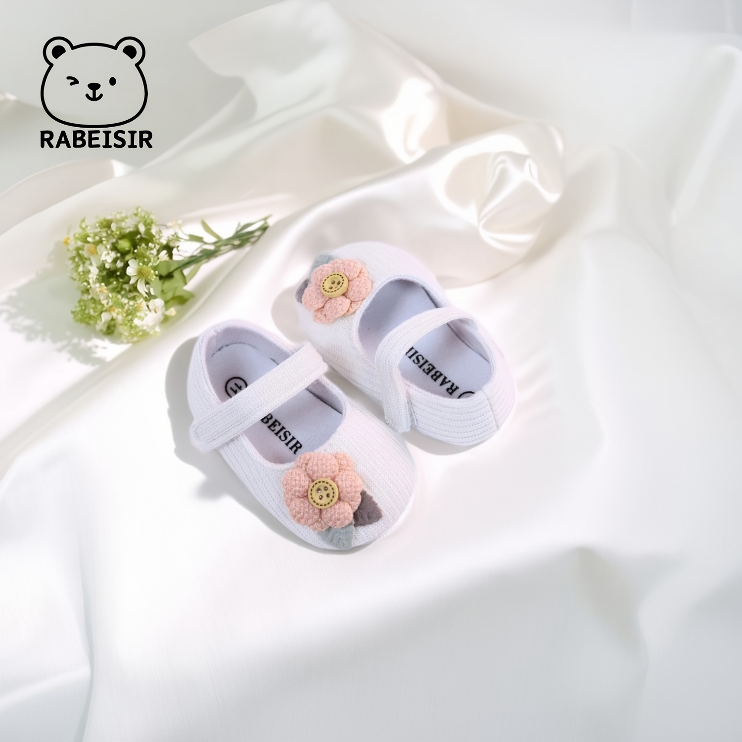 Trendy Cute Flower Mary Jane Shoes For Baby Girls, Comfortable Lightweight Non Slip Walking Shoes For Indoor Outdoor Party, Spring And Autumn