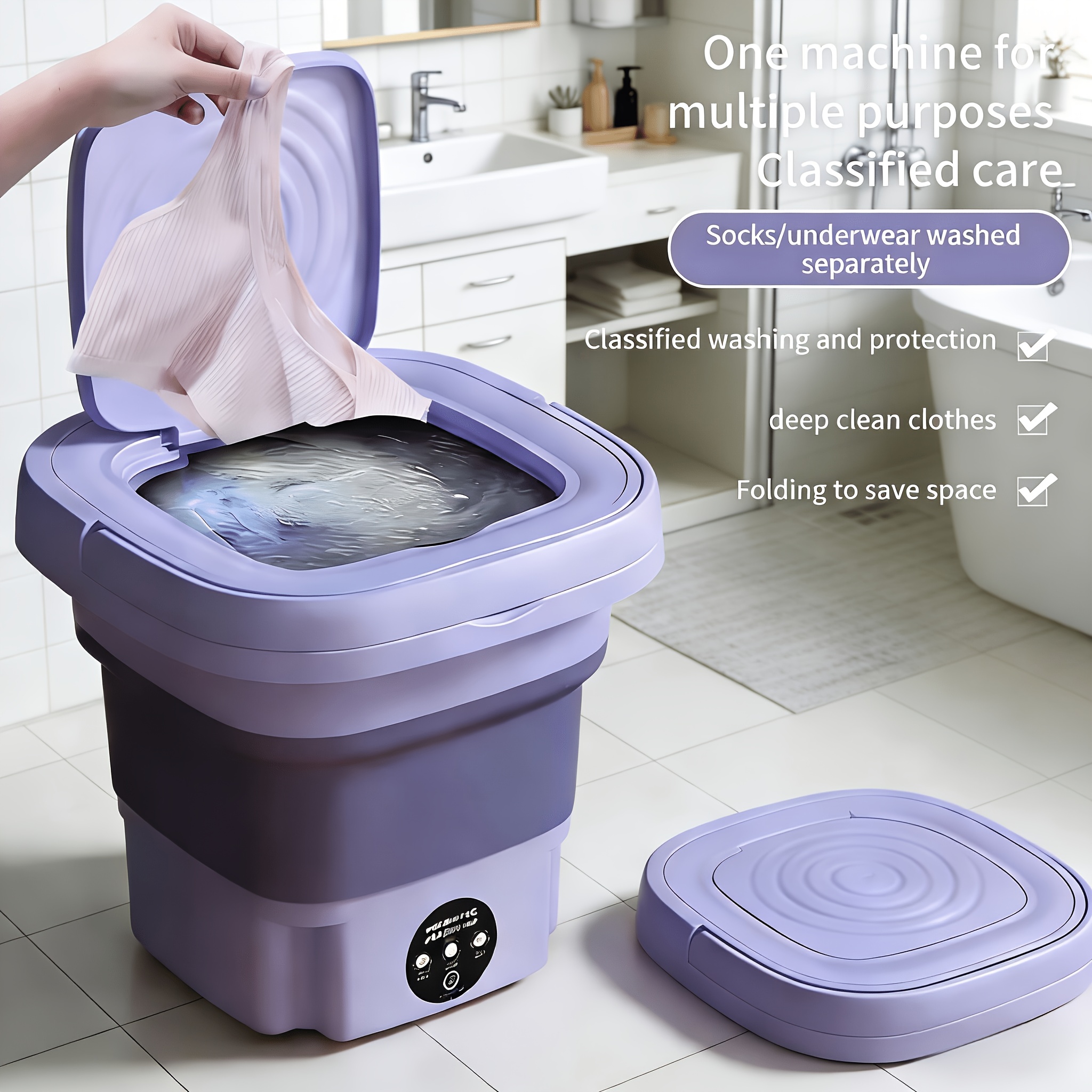 item picture 30  table mini 9l folding washing machine     and business multifunctional for underwear socks and baby clothes blue light noise reduction and low consumption for students travelers and busy individuals