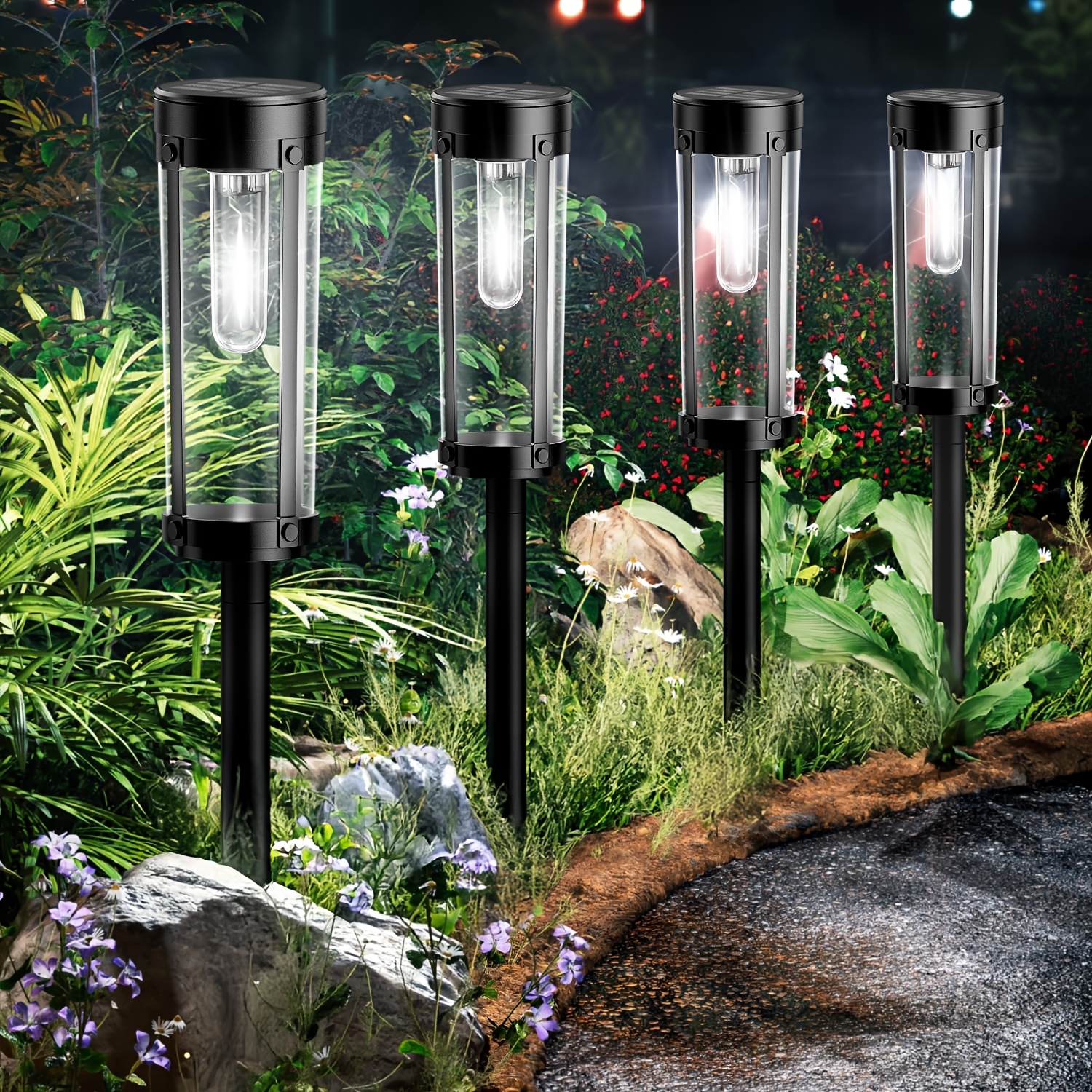 

8pcs Solar Garden Lights - Ipx5 Waterproof, Auto , Bright Outdoor Pathway & Landscape Lighting For Yard, , Lawn , Kpstek