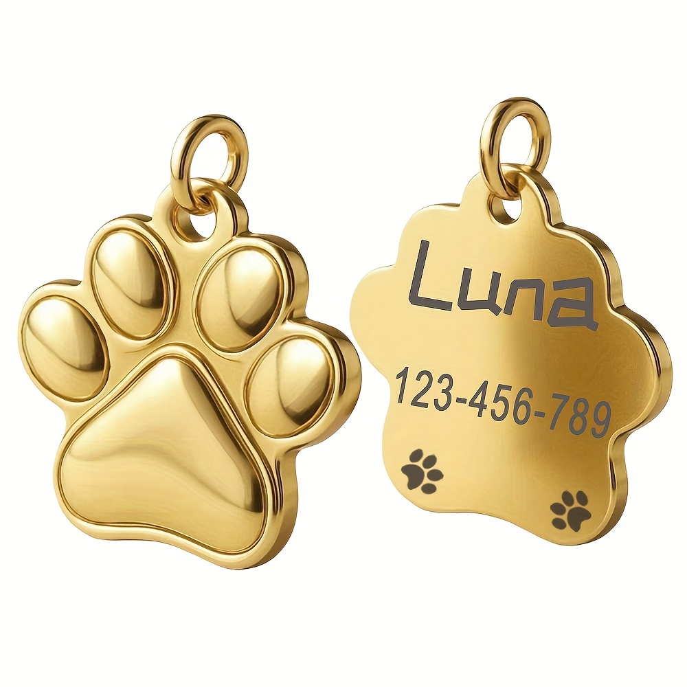 TEMU Customized Id Tags For Cats And Dogs, Personalized Name Pendants For Medium To Large Pets, Collar Tags, And Paw Additions, A Gift For Your Pet,