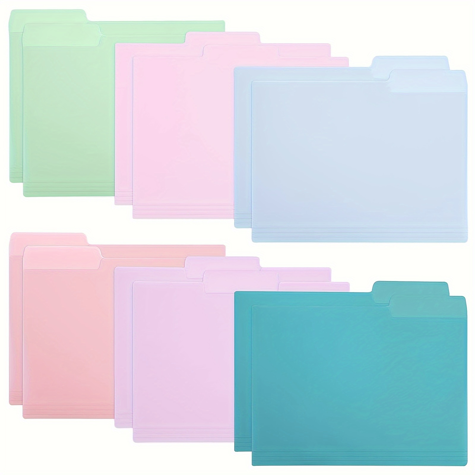 

18 Pcs 6 Pastel Colors, 1/3 Cut Tab Letter Size, 8.5 X 11.6 Inches Colored File Folders Classic Manila Folders Plastic Folders, Office Supplies File Folders