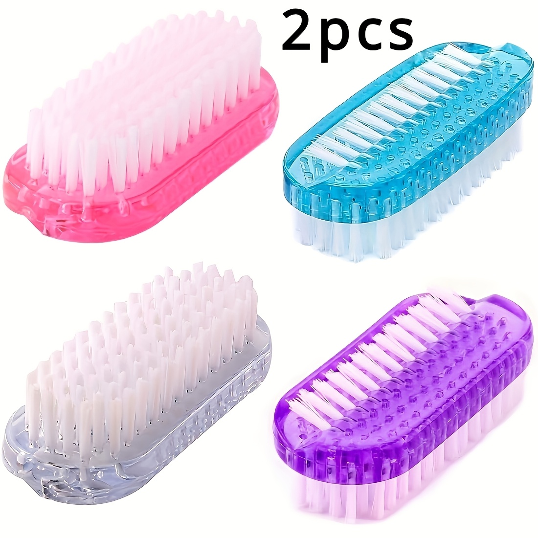 E-shop 2-teiliges Farblich Zufälliges Ergonomisches Nagel- & Zehnbürsten-Set mit Doppelborsten-Design: für Männer & Frauen, Hygiene mit Weichen/Starken