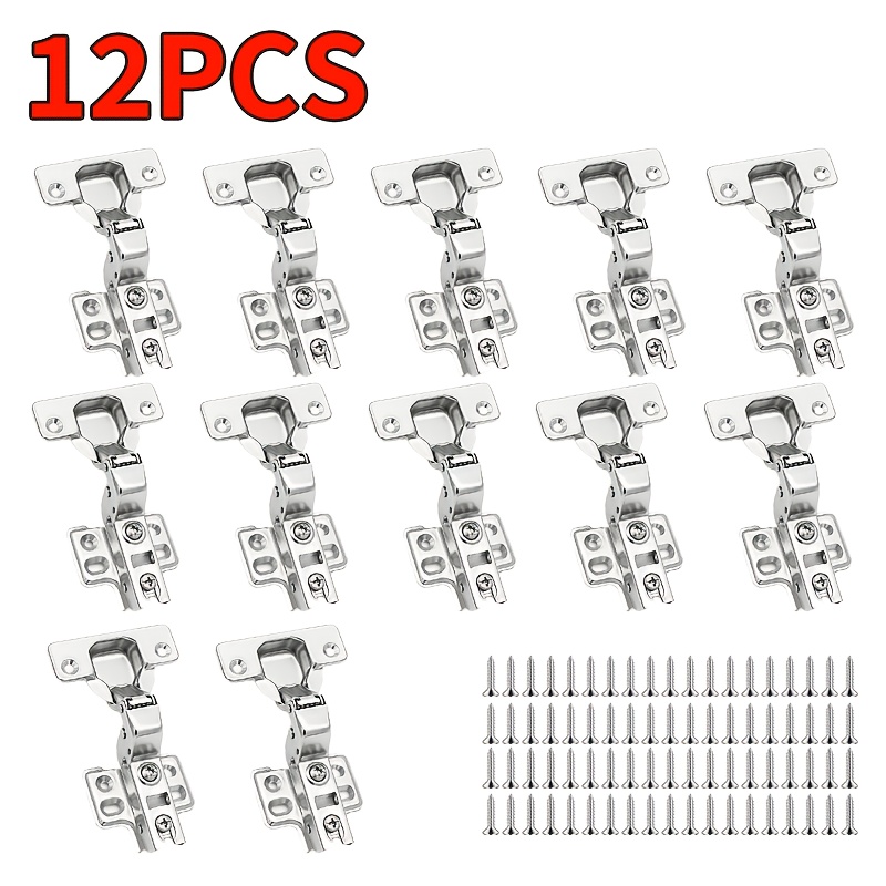 TEMU 12pcs Set Of Soft-closing Cabinet Hinges, , Full-coverage Closing Furniture Hinges, Complete Installation Screws Included, Suitable For Kitchen