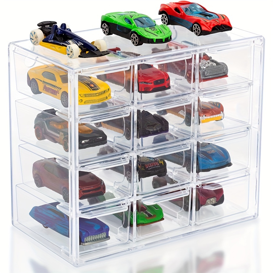 Contemporary 4tier Toy Car Storage Case For Collectors, Clear Plastic