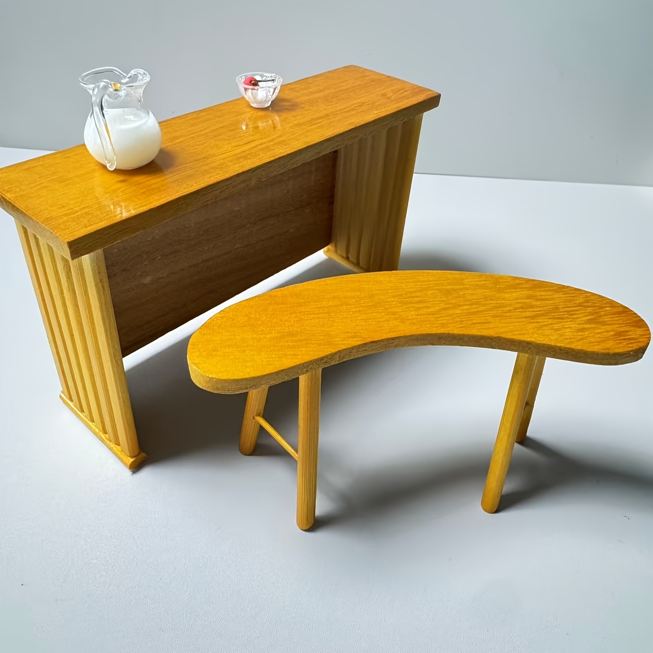 2pcs set 12 doll house mini leisure wooden bar counter Temu