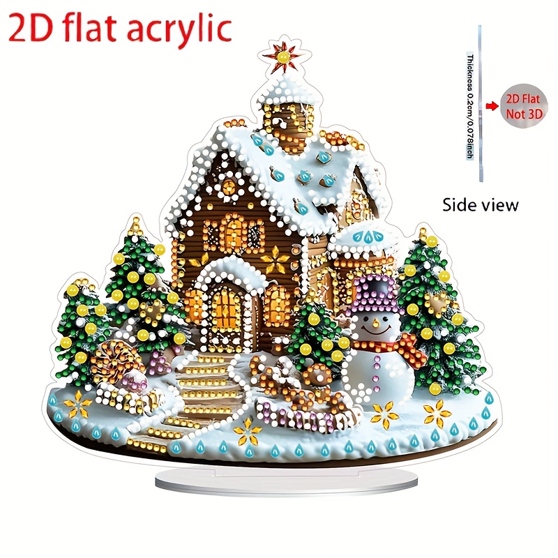 TEMU 2d Flat Christmas Character Pattern Diamond Painting Desktop Decoration, 5d Diy Irregular Shape With Inlay Ornament, Acrylic Decorative Crafts,