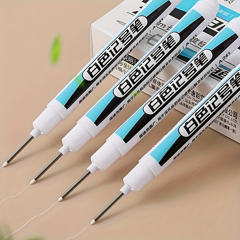 

8 Pcs White Long-tip Marker Pens For Woodworking And Construction: Suitable For Ages 14 And Up