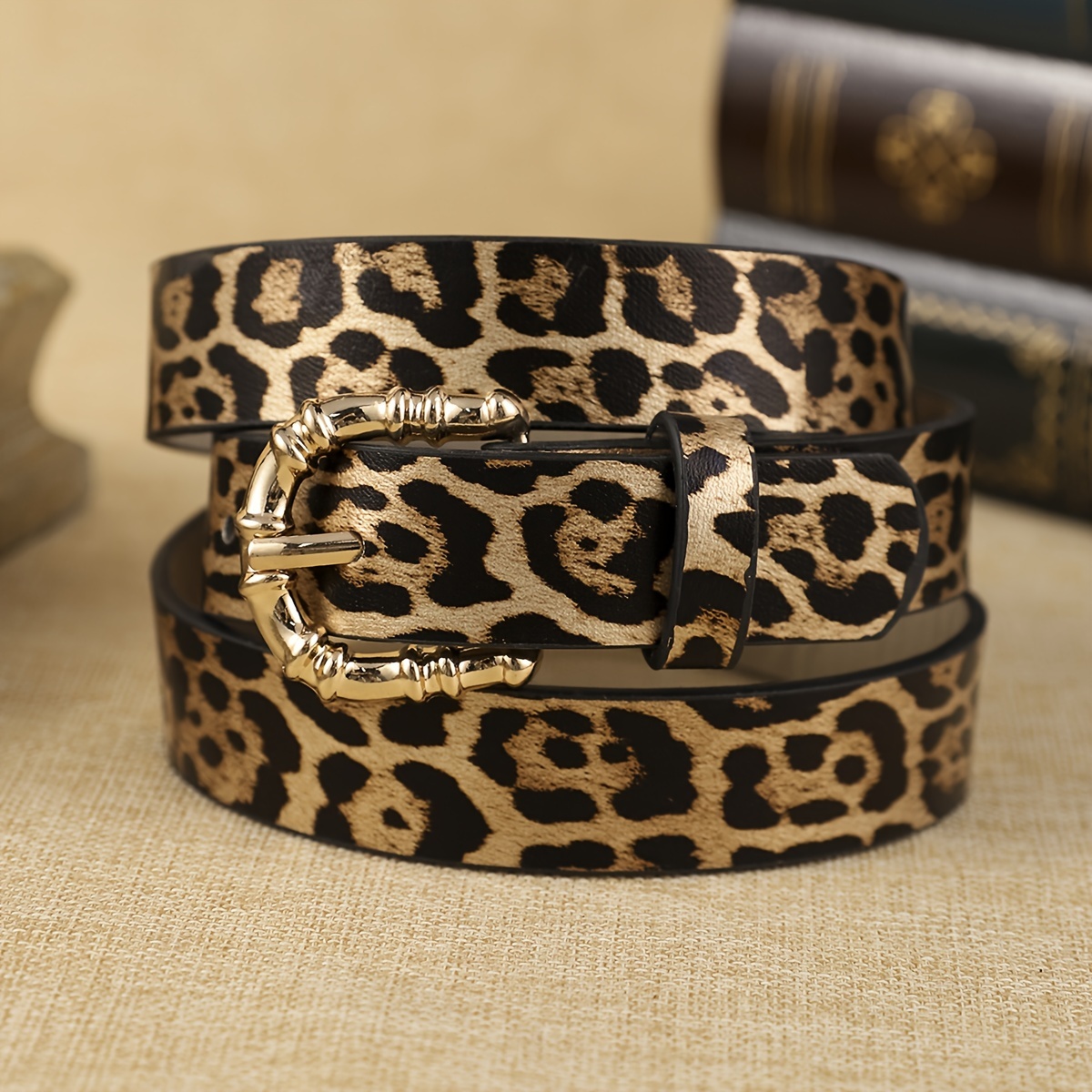 E-shop 1 Damen Leopard Print PU Gürtel Böhmischer Stil Gürtel Metallschnalle Easy Atmosphere Fashion Trend Kleidung Party Essential Vielseitig Geeignet