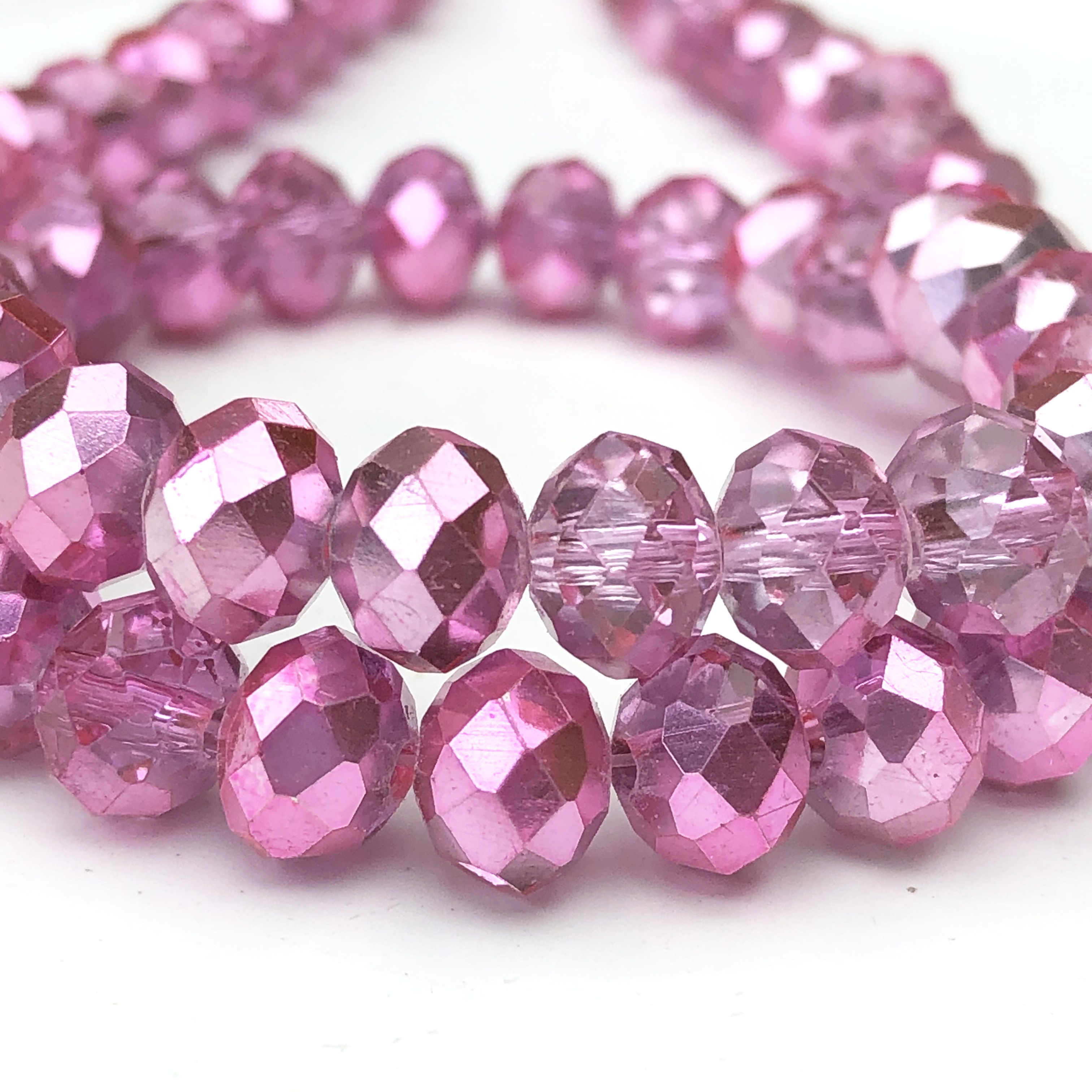 

Eleanbeads Imported Pink Ab Wheel Beads, 4/6/8mm - Sparkling Synthetic Crystal Flat Round Beads For Making, Bracelets, Earrings, Necklaces & Wedding Dress Accessories, Beads For Jewelry Making