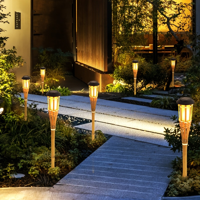 solar bambus kunst rasenlampe warmes licht flackernde flamme - Temu Germany
