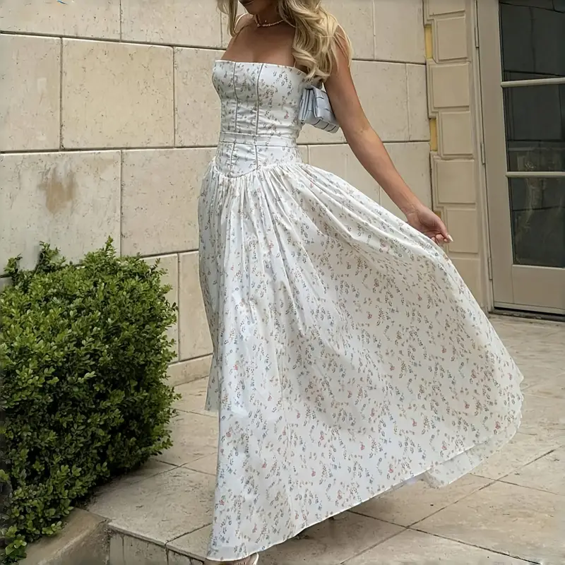 floral themed dinner dress Custom Made Floral Satin Dress: French Chic Garden Party Gown, Verne
